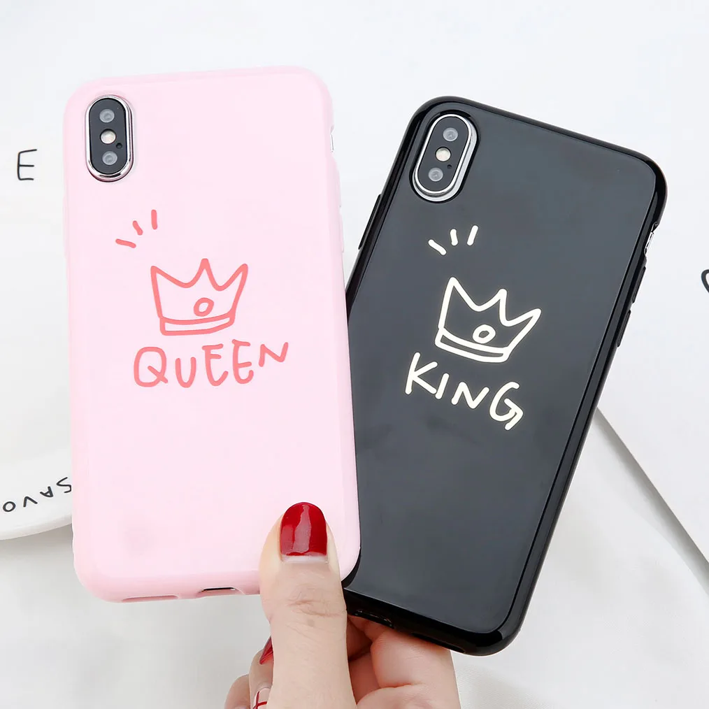 IMIDO модный парный чехол с принтом &quotкороль и королева&quot для iPhone X s Тонкий матовый