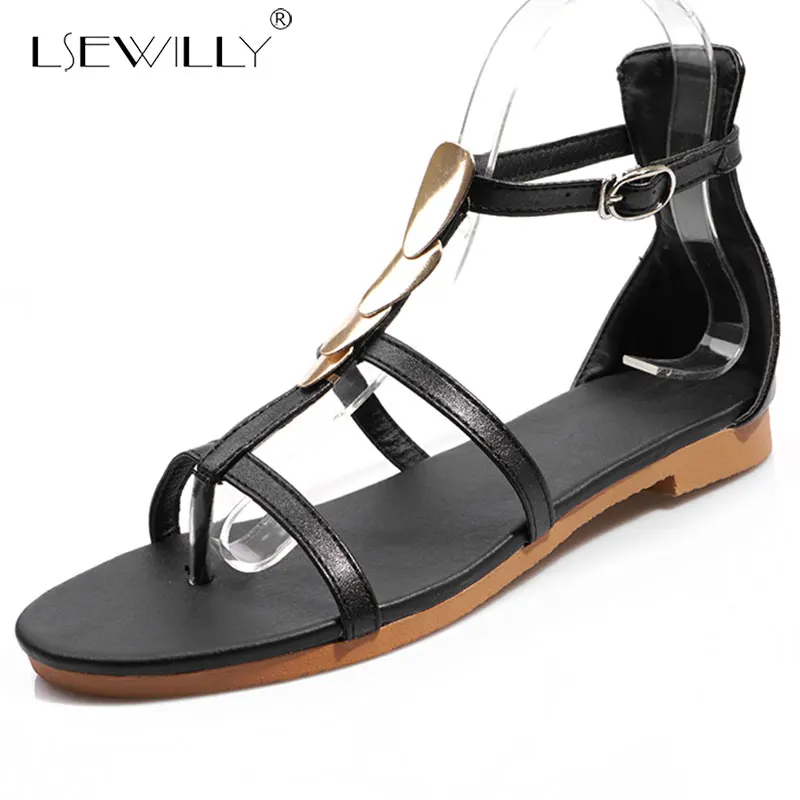 

Lsewilly big size 34-50 leisure summer Women Shoes comfortable Soft beach vacation Flat Shoes Woman gladiator sandals E854