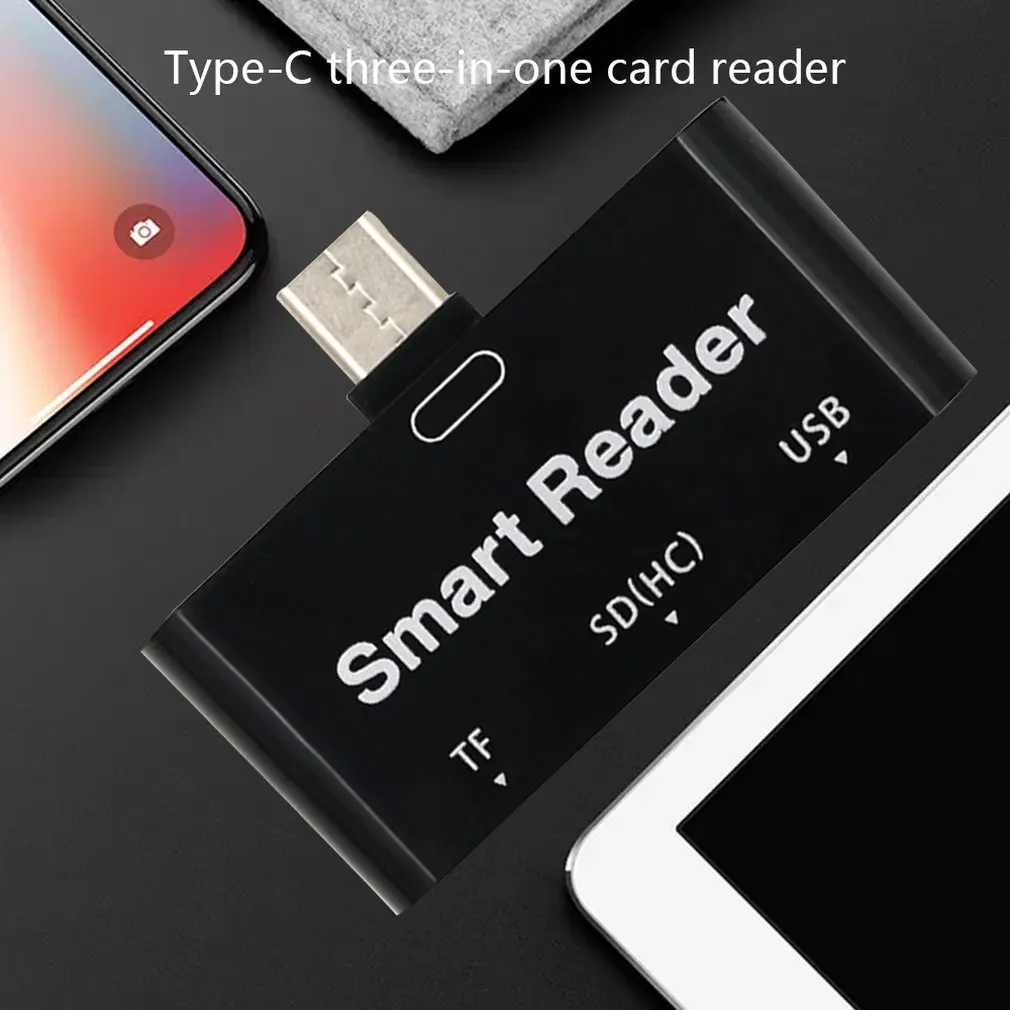 Type C/Micro USB/USB2.0 3 в 1 OTG кард-ридер высокоскоростной Универсальный OTG TF/SD для Android компьютера удлинители