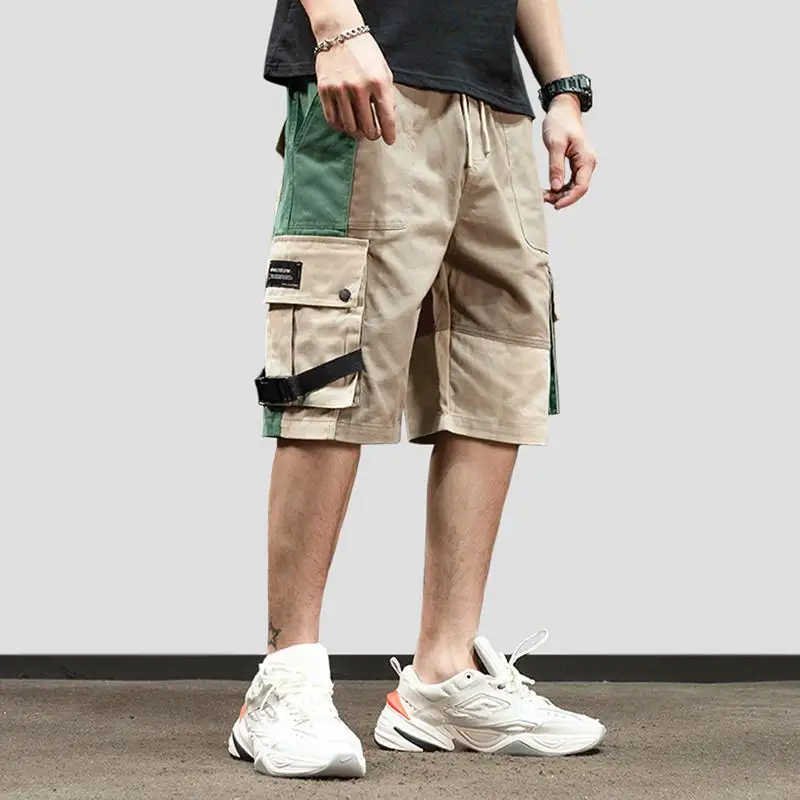 Мужские шорты-карго в стиле хип-хоп,, уличная одежда, цветные шорты для бега в стиле Харадзюку, летние спортивные шорты с карманами, хлопок