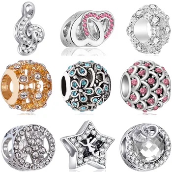 

Luxurious Small Statement Ball Shantou Music Flowers Stars Crystal Charms Beads Fit Pandora Bracelets & Bangles for Women DIY