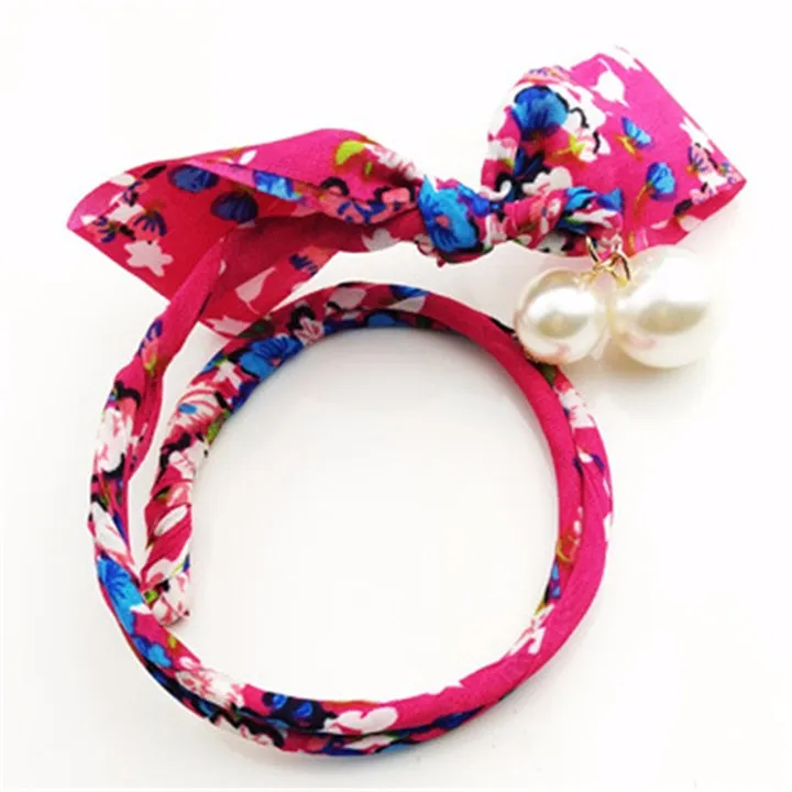 14 Cute Princess Pearl Bow Hairwear Ponytail Holder Hair Accessories For Women Lace Elastic Hair Rope Band Ties Girls Headdress Hairrope