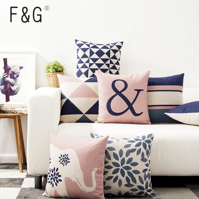 

Nordic Style Decorative Throw Pillows Case Blue Pink Geometric Cushions Cover Elephant Chair Couch Pillowcase for sofa