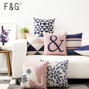 

Nordic Style Decorative Throw Pillows Case Blue Pink Geometric Cushions Cover Elephant Chair Couch Pillowcase for sofa