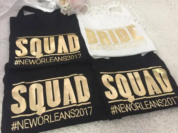 personalized text wedding Bride Squad tank tops