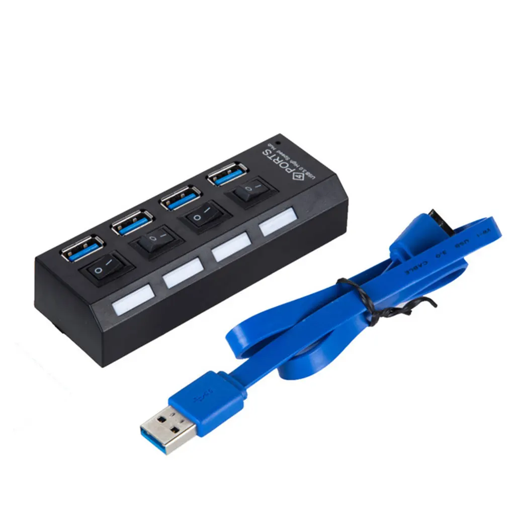 Портативных ПК высокого Скорость расширения нескольких USB 3,0 Hub 4 Порты и разъёмы 5 Гбит/с USB hub-разветвитель адаптер питания Портативный