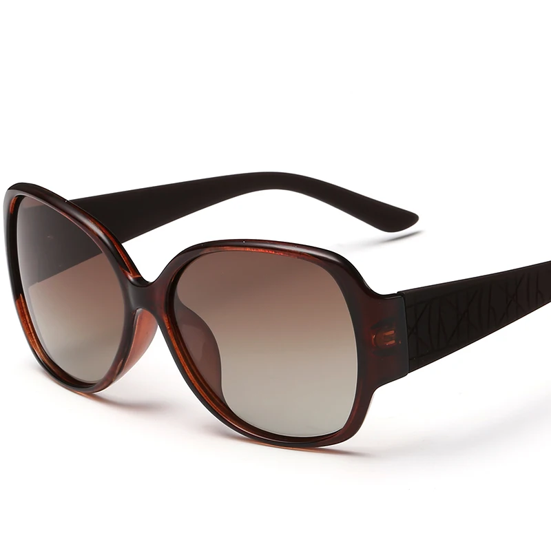 Женские солнцезащитные очки, классические, поляризационные, солнцезащитные очки для вождения, дизайнерские очки, солнцезащитные очки по рецепту, большая коробка, UV400 327 - Цвет линз: Brown