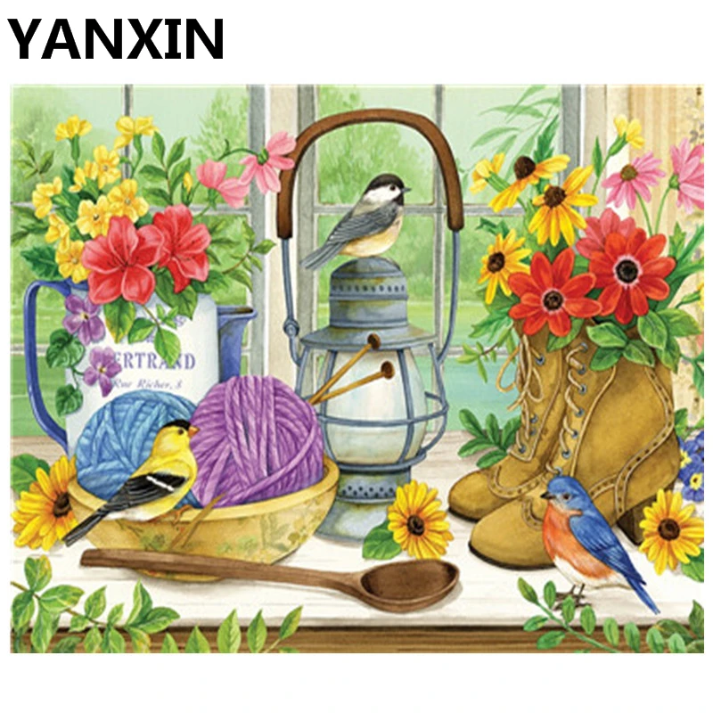 YANXIN DIY Framed Painting By Numbers Oil Paint Wall Art Pictures Decor