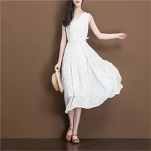 2017 мори девушка лето женщин boho цветок dress японский ретро стиль Цветочный Пляж Белый Сарафан Плюс Размер Длинный Жилет Платья корея