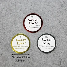 100 шт сладкая любовь подарочные бумажные бирки мини круглые красные серебряные золото горячее тиснение ярлык для рукоделия упаковочная, для еды бумажные закладки