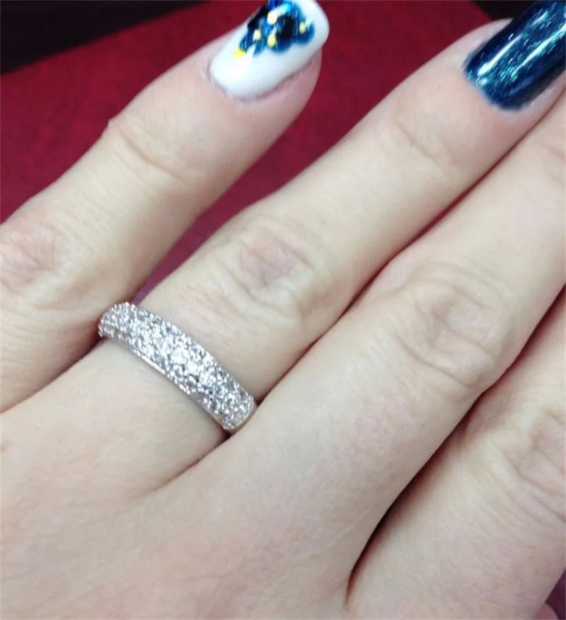 YANHUI кольца из чистого серебра Набор Полный CZ Diamant Обручение кольца ювелирных изделий 925 пробы серебряные обручальные кольца для Для женщин JZR073