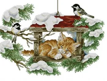 

Needlework 11CT 14CT 16CT 18CT Cross Stitch, DIY Count Cross Stitch, Embroidery Set,Sleeping cat