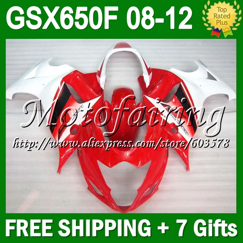 

7gifts For SUZUKI GSX650F 08 09 red white 10 11 12 GSX 650F GSX650 F GSXF650 #325 2008 2009 2010 2011 2012 Fairing factory red