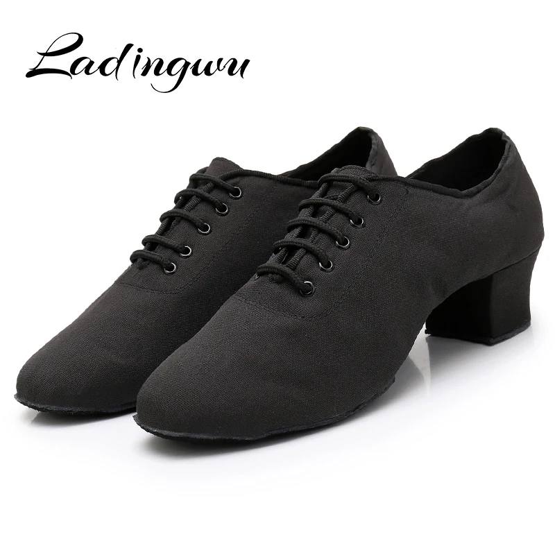 Ladingwu/ стиль, новая брендовая Современная Мужская Обувь для бальных танцев Танго латины, танцевальные туфли черного цвета, мужские холщовые танцевальные туфли