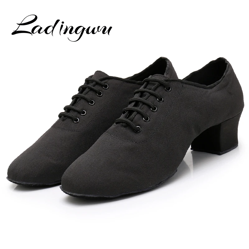 

Ladingwu New Style Brand New Modern Men's Boy's Ballroom Tango Latin Dance Shoes Black Man Canvas Dance Shoes Man