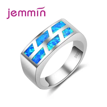 

New Fashion Opal Rings Blue Fire Opal Trendy Romantic 925 Sterling Silver Jewelry for Womens Gift Size 5 6 7 8 9