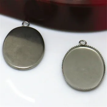 

10pcs Oval Teeth Stainless Steel 13x18mm/18x25mm Glass Gemstone Pendant Settings Cabochon Bezel Blanks Trays Base for Necklace