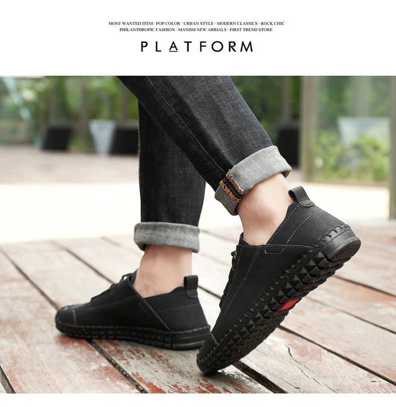 2019 New Fashion Leather Spring Casual Shoes Men's Shoes Handmade Vintage Loafers Men Flats Hot Sale Moccasins Sneakers Big Size HTB1.StcayzxK1Rjy1zkq6yHrVXaV - 2019 New Fashion Leather Spring Casual Shoes Men's Shoes Handmade Vintage Loafers Men Flats Hot Sale Moccasins Sneakers Big Size