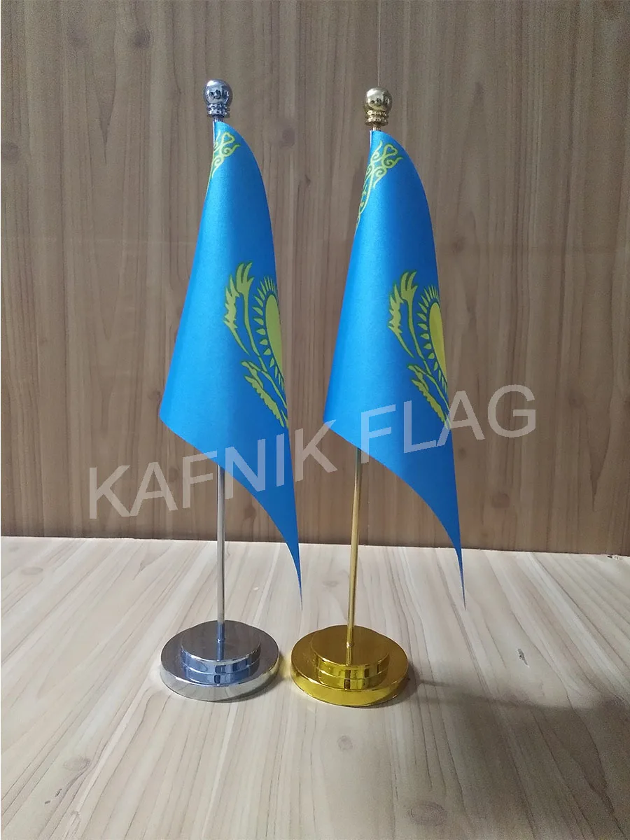 KAFNIK Kazakhstan флаг для офисного стола с золотом или серебром металлическая база
