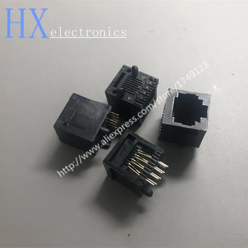 Plastic RJ45 52-8P8C 180 Degree Vertical Type Lan PCB Jack Telephone 0.28yuan_