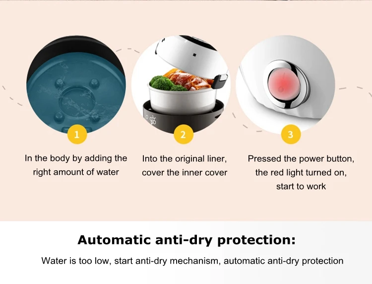 CUKYI 220 В Электрическая Мини рисоварка Паровая яйцо Ланч-бокс вакуумная 2 двухслойная isulation 1.3л керамическая подкладка ЕС/США адаптер