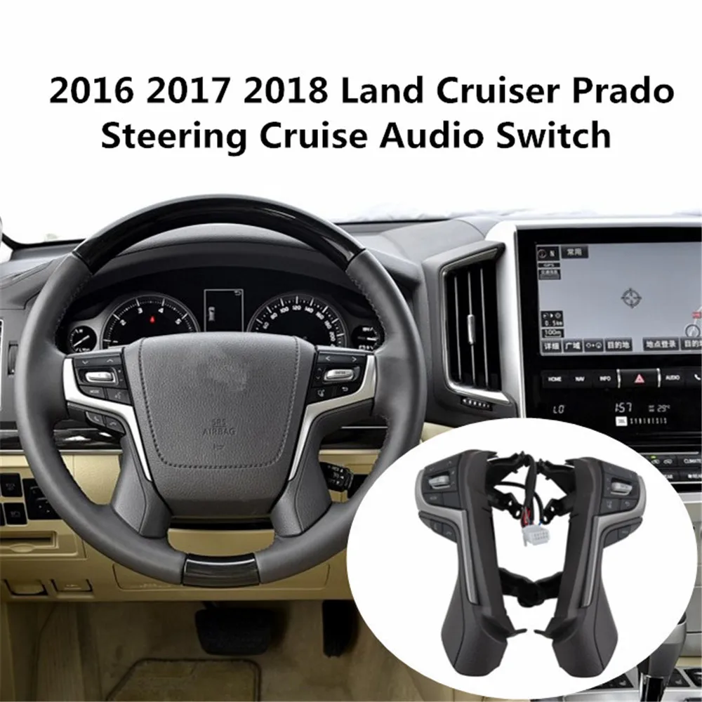 Черные кнопки управления рулем с кабелями для Toyota Land Cruiser Prado кнопки для стайлинга автомобилей