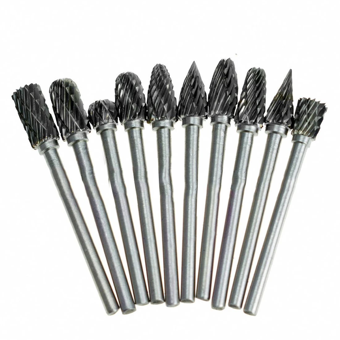

10pcs/set 1/8" Shank Tungsten Carbide Drill Milling Cutter Rotary Tool Burr Diamond Rotary Dremel Tools Electric Grinding Tools