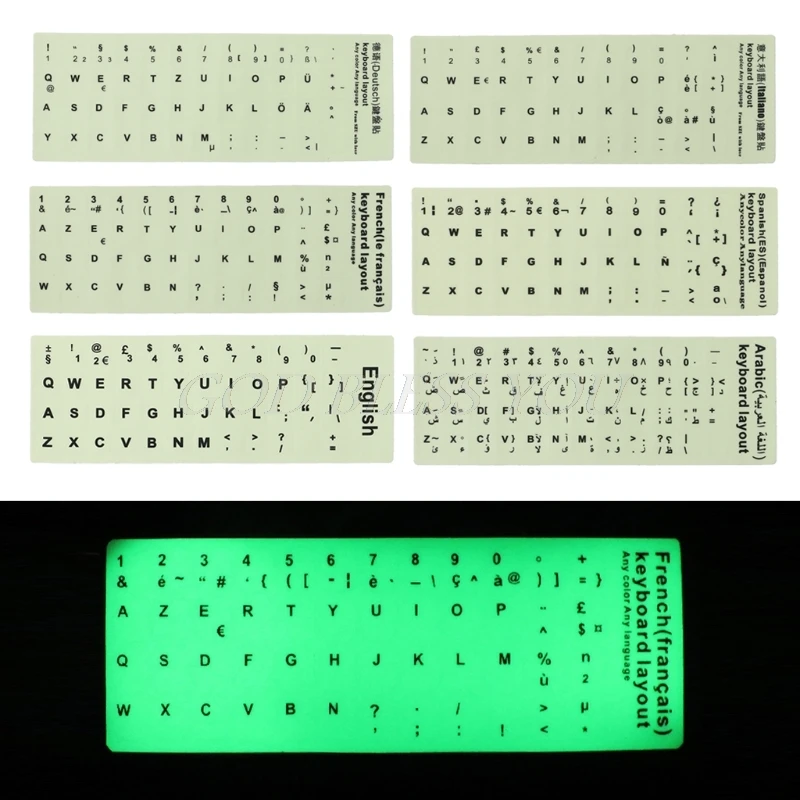 Fluorescent Keyboard Stickers Different Optional Language Luminous Waterproof Keyboard Protective Film Drop Shipping-1