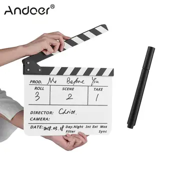 

Andoer Director Film Clapboard Dry Erase Acrylic Movie TV Cut Action Scene Clapper Board Slate with Marker Pen Two Colors
