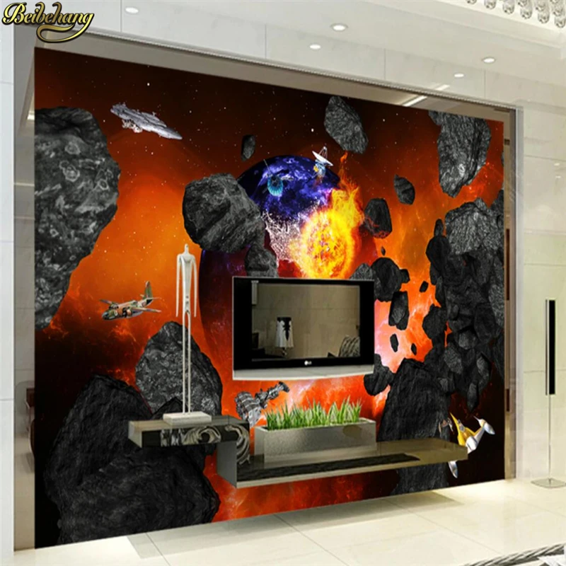 

beibehang Custom photo wallpaper large fresco universe meteorite earth spacecraft 3D TV backdrop wall papel de parede