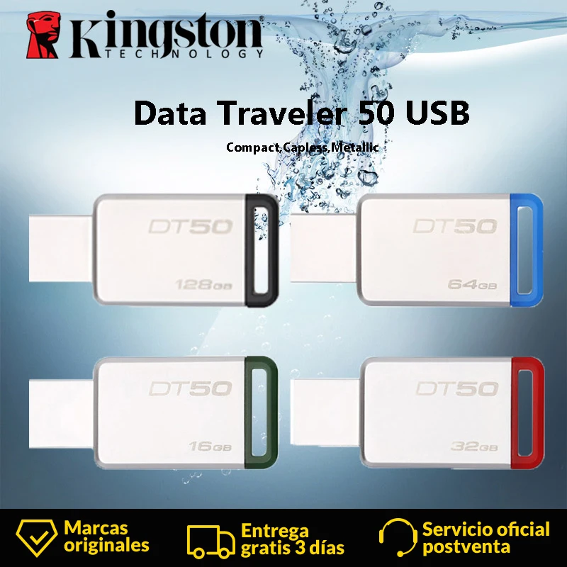  Kingston DT50 USB Flash Drive 8GB 16GB 32GB 64GB 128GB Data Traveler USB 3.1 3.0 Pendrive Stick Men