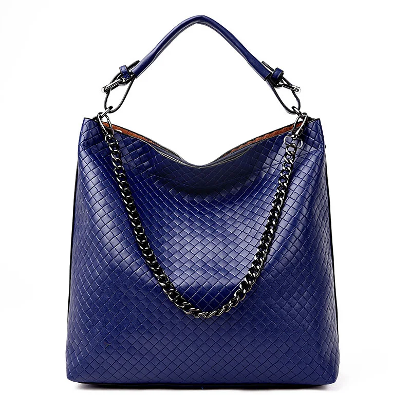 Тканая сумка-мешок в европейском и американском стиле; Новая модная повседневная сумка-мессенджер через плечо - Цвет: Blue