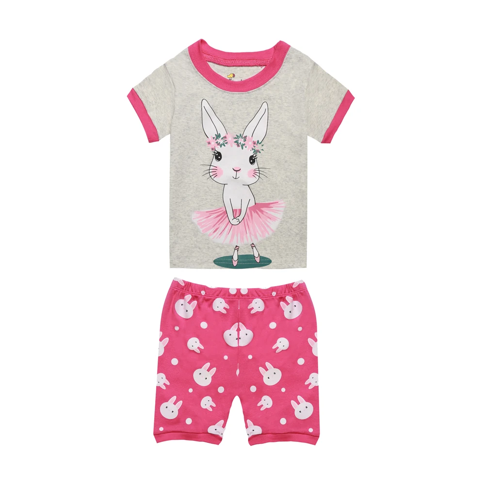 Baby Girls 100 Cotton Summer Pajamas Sets Kids Bunny Printing Pyjamas