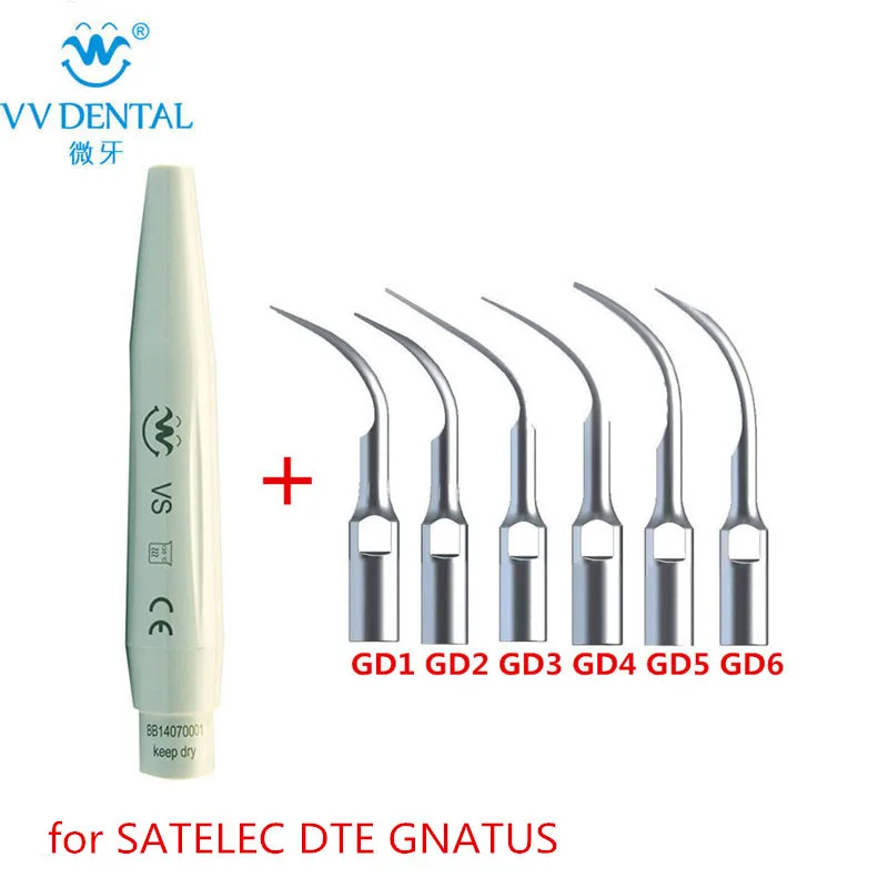 

Dental Care 6 scaler tips and one Ultrasonic Dental Scaler Handpiece Compatible With SATELEC/ DTE/GNATUS Dental Material