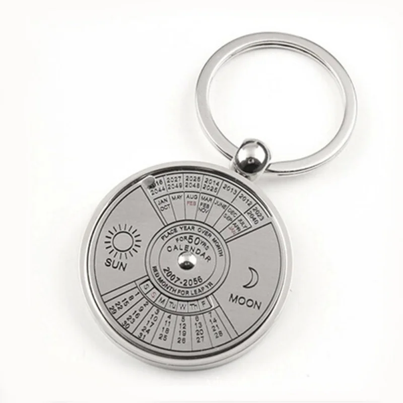 

Calendar Key Chain Mini Metal Ring Compass Keyring Keyfob Hiking Camping Survival Tools Car Ornament Accessories