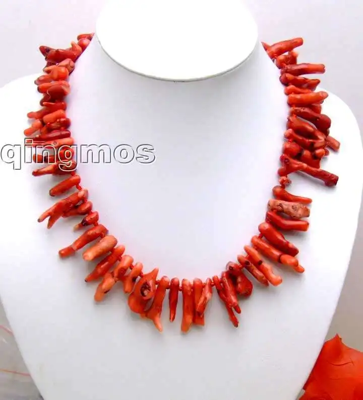 

FREE SHIPPING>>> HOT99 Big 6*30mm GENUINE Red Branch shape Coral Necklace