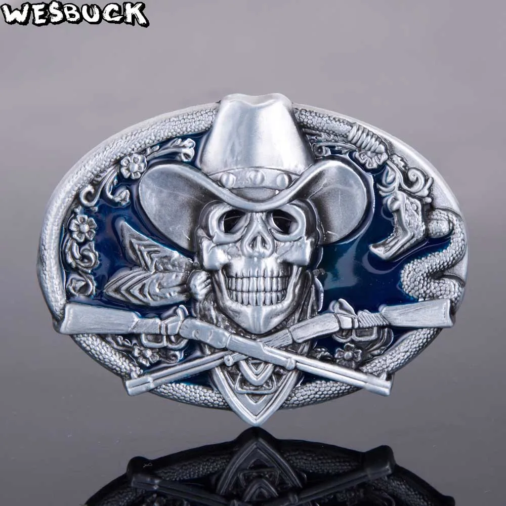 2pcs Cowboy Western Skull Skeleton Head BIKER TO THE BONE Belt Buckle Men/'s