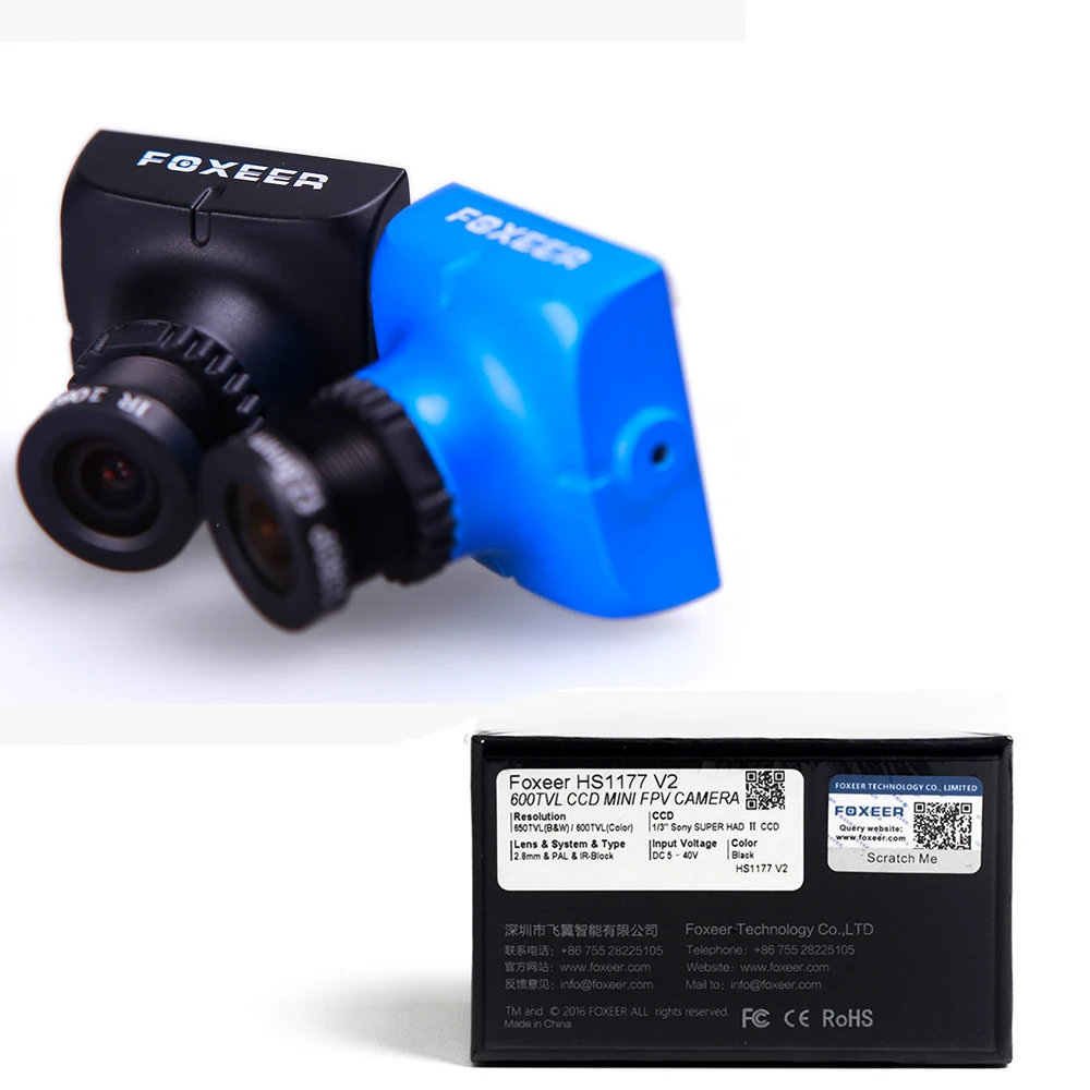 

Ormino Foxeer XAT600M HS1177 V2 Mini FPV Camera 600TVL CCD 2.8MM Lens NTSC / PAL IR 5V-40V With Bracket for Fpv DIY Drone frame