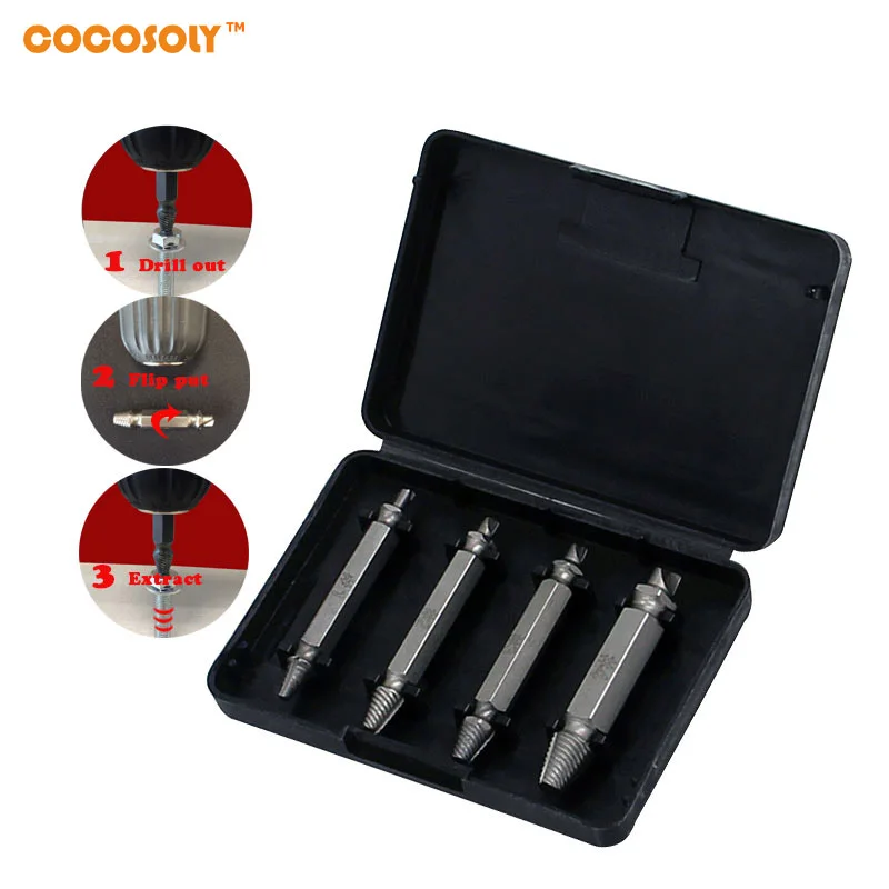 Screw Extractor Drill Bits Guide Set Broken Damaged Bolt Remover Double Ended 1# 2# 3# 4# | Инструменты