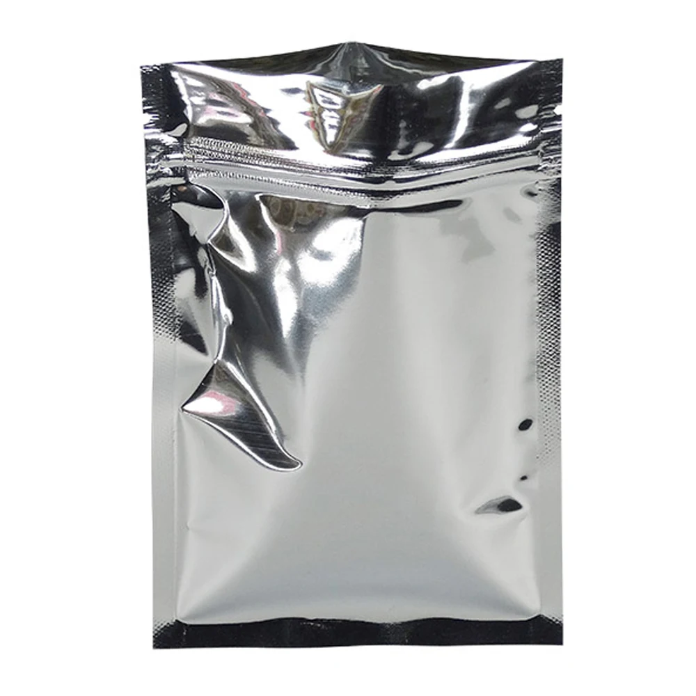 

50 шт./лот 18x26 см Глянцевая серебряная алюминиевая фольга Ziplock пакет закрывающийся Майларовый Снэк бобы на молнии мешок для хранения