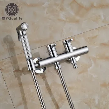 

Chrome Finish Brass Shattaf Toilet Bidet Spray Hand Held Portable Bidet Shower Washing Machine Taps