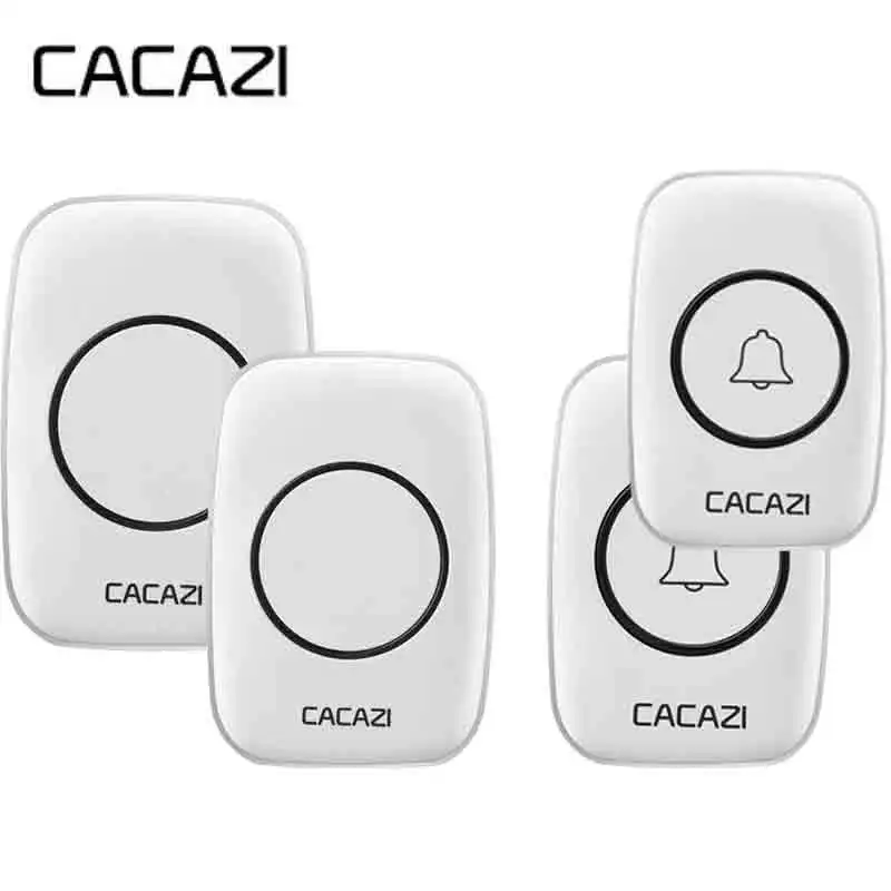 

Free Shipping 2 receivers+2 transmitters White EU Plug Waterproof Wireless Doorbell 38 Melody Home Smart Alarm doorbell AC220V