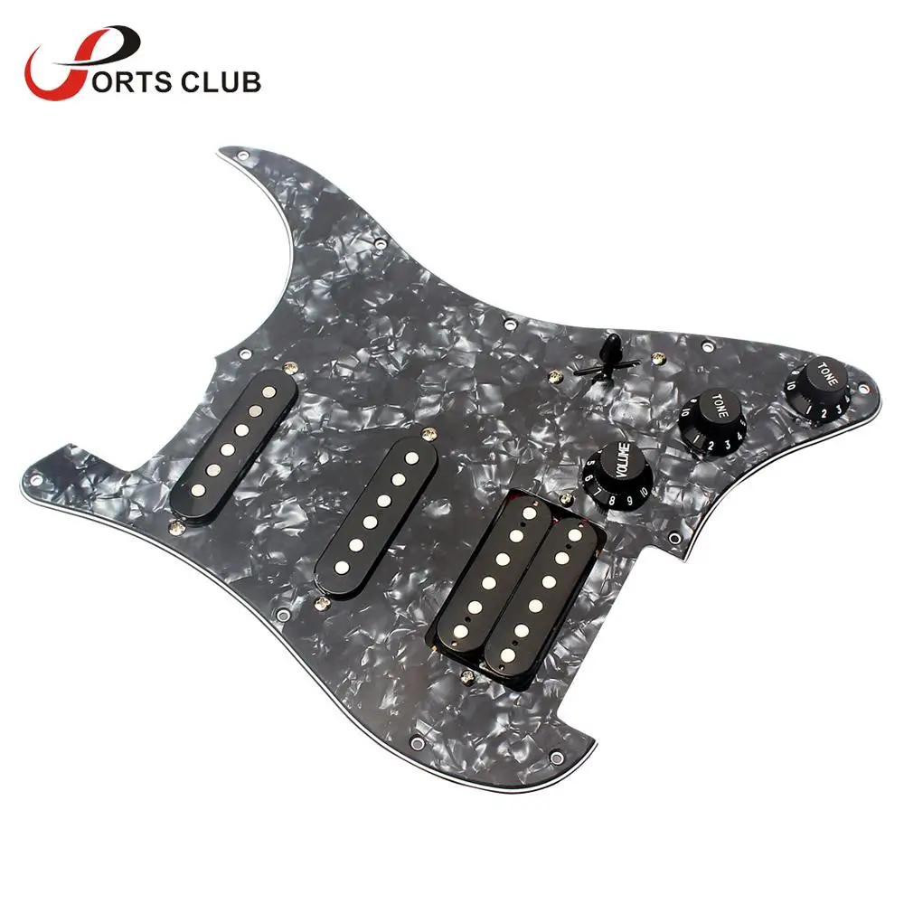 

Высокое качество Гитара Pickguard 3-ply SSH загружен Prewired Humbucker Pickguard пикапы Набор для электрогитары Черный жемчуг