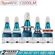 Buy BraveWay Motorcycle Car Headlight H7 LED H4 LED H1 H11 9006 100W 12000LM 6500K 12V 24V Auto Headlamp HB3 HB4 H8 Fog Light Bulb Free Shipping