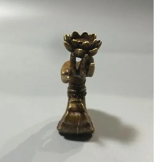 Китайская коллекция archaize латунная Будда-рука Лотос маленький ладан вставленная статуя