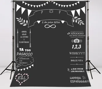 

Custom wedding blackboard Name Date photocall photography Vinyl cloth Computer printed chalk background