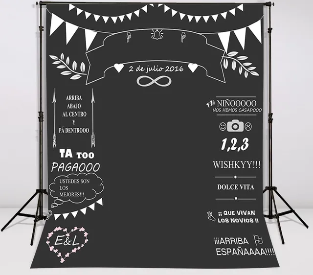 Custom Wedding Blackboard Name Date Photocall Photography Vinyl Custom Wedding Blackboard Name Date Photocall Photography Vinyl Cloth Computer Printed Chalk Background