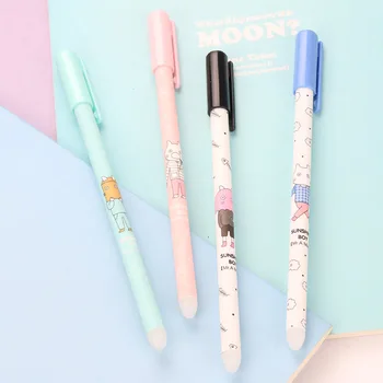

4 Pc Super Kawaii Cat Gel Pen Magic Zero 0.38 MM Writing Signing Wiping Pens Student Stationery School Office Supply