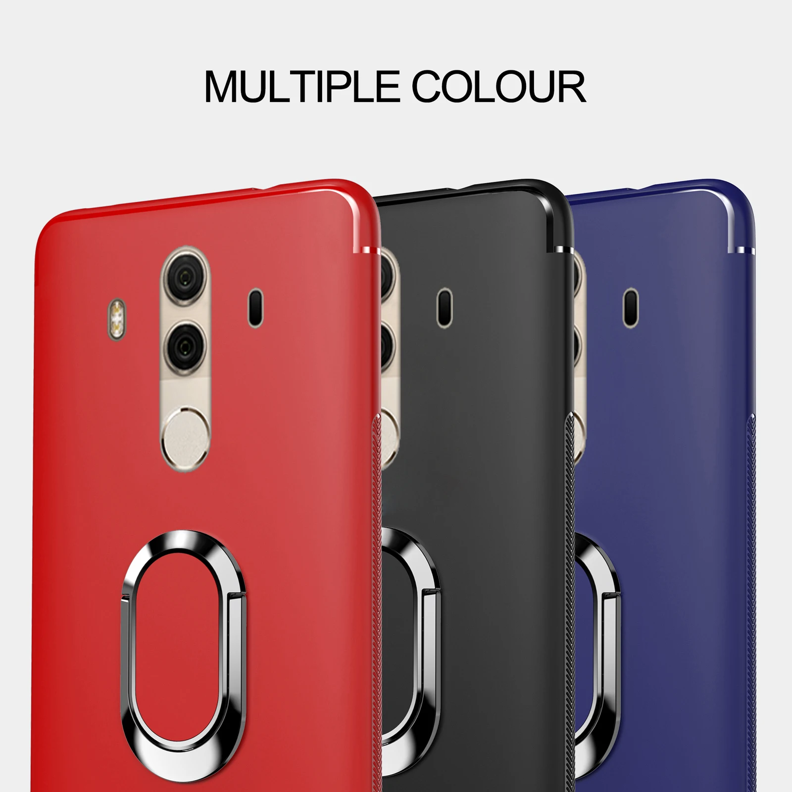 Black Skin For Huawei Mate 10 9 Pro Luxury Hybrid Magnetic Kickstand Ring Holder Case Cover |