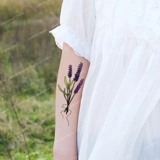 Lavender Temporary Tattoo, Waterproof Tattoo Sticker Lavender Temporary Tattoo, Waterproof Tattoo Sticker